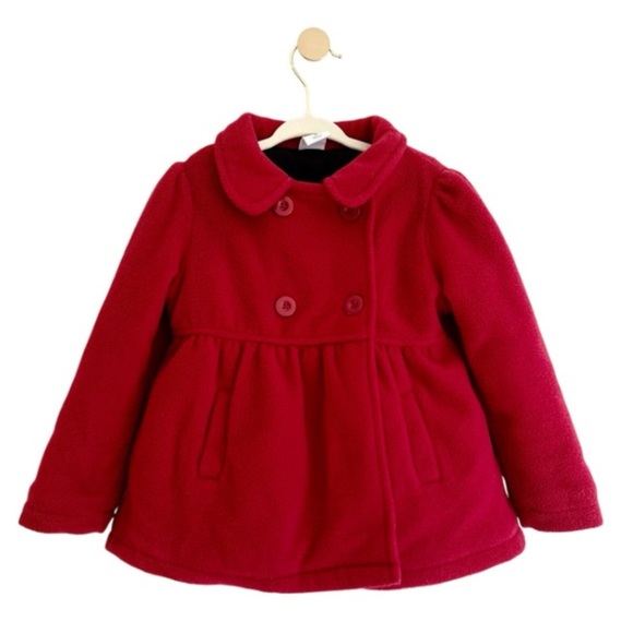 Healthtex Lined Double Breasted Button Red Pea Coat for Toddler Kids 3T - Warm - Picture 1 of 5